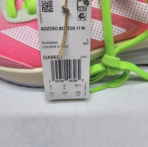 Women's Size 7.5 Adidas Adizero Boston 11 Running Casual Shoe Pink White GX6656 - Picture 7 of 8
